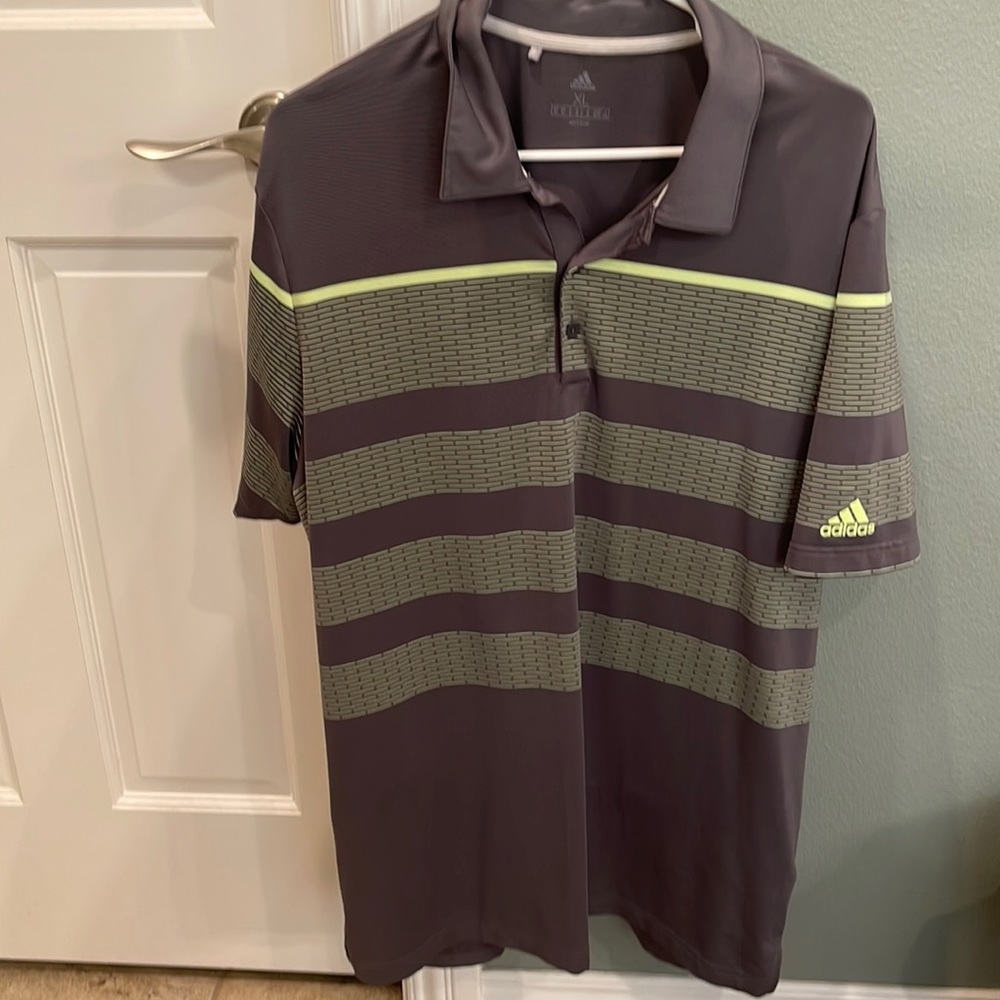 Adidas Golf XL grey striped Polo. No snags, Great Condition, No stains.